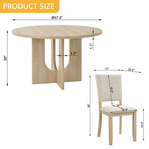 47.3" Dining Set 4 Upholstered Dining Chairs Modern Eco-Friendly Durable Dining Table Set for Apartment Hotel Use 5-Piece Home - Product Image 5