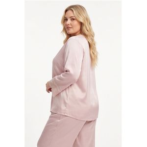 Ensemble de pyjama en satin pour femme, manches longues, col en V, bordure en dentelle, élégant, deux pièces, pantalon long jusqu'aux chevilles, doux, pour le printemps - Product Image 4