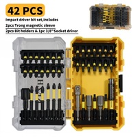 Jeu de 65 embouts de visseuse à chocs professionnels compatibles avec la batterie DeWalt 20V, embouts magnétiques en acier S2 avec 3 porte-embouts