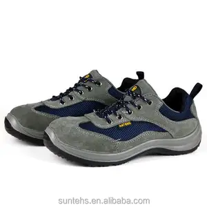 Gray Cow Suede Security Shoes Steel Toe Sandwich Lining High Elastic Sponge Insole Shoes