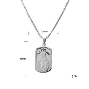 Stainless Steel Dog Tag Pendant With Religious Figure Men's Necklace Retro Style Gift Jewelry 12046 - Product Image 4