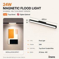 Rail lumineux magnétique intelligent Zigbee 12W 24W 36W 48W, contrôle par application Tuya, 48V CRI 98 2700-6500K, éclairage sur rail