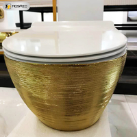 WC en céramique sanitaire de luxe en porcelaine chinoise à texture brossée dorée 3D, suspendu au mur, pour hôtel, villa