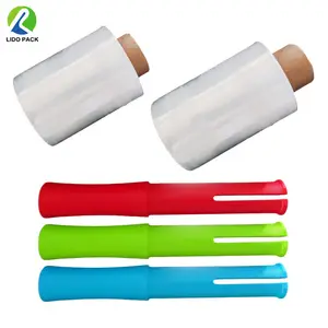 Industriële Mini Stretch Wrap Roll Met Handvat Voor Moving Verzending Verpakking Meubels Hechtende Krimpfolie Plastic Wrap Roll