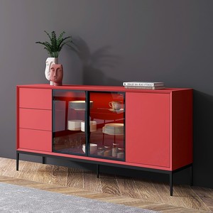 Aparador y gabinete de vino minimalista italiano, consola de almacenamiento y té de madera maciza lacada, gabinete de entrada multifuncional - Product Image 3