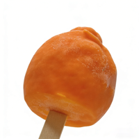 OEM/ODM Sucettes glacées 3D en forme d'orange, enrobées de chocolat croustillant, aux saveurs de fruits, desserts glacés originaux, bâtonnets glacés au lait exotiques