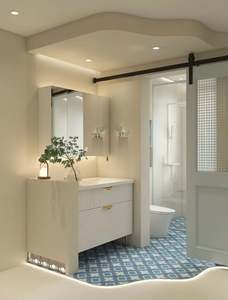 Minimalist Discount Solid Wood <b>Bathroom</b> <b>Cabinet</b> Floor Standing <b>Bathroom</b> Vanity <b>with</b> Smart Mirror - Product Image 5