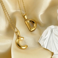 Collar Personalizado de Moda con Letra Inicial Chapada en Oro, Collar de Acero Inoxidable con Colgante, Regalos de Navidad y Cumpleaños