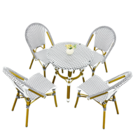 Chaises de café françaises, chaises empilables commerciales, mobilier d'extérieur, ensemble de table à manger en rotin tressé, pour restaurant, jardin, terrasse