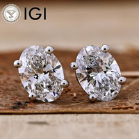 Сертифицированные IGI GIA бриллианты HPHT CVD, выращенные в лаборатории, из цельного золота 14k 18k, серьги-пусеты с 4 крапанами, 1, 2, 3 карата