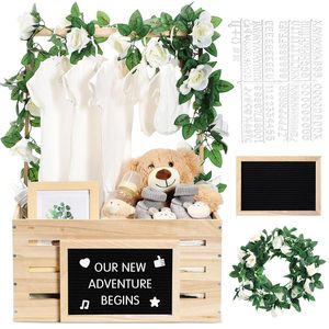 Placard de douche de bébé <span class=keywords><strong>en</strong></span> bois laqué avec poignée Panier de bébé <span class=keywords><strong>en</strong></span> forme de rectangle et <span class=keywords><strong>kit</strong></span> de tableau de lettres <span class=keywords><strong>en</strong></span> feutre Logo laser - Product Image 1