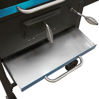 Barbecue portable moderne pour camping et pique-nique, avec étagère latérale unique, grand fumoir en fer thermolaqué et grille de maintien au chaud