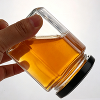 Stoples Kaca Heksagonal Grosir Kedap Udara dengan Tutup, Wadah Penyimpanan Dapur Multi-ukuran untuk Madu, Selai, Herbal, Sereal