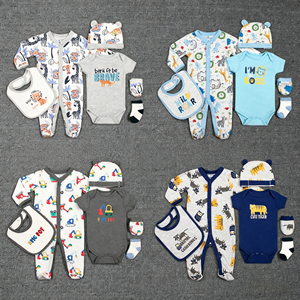 Set Regalo per <span class=keywords><strong>Neonati</strong></span> Bulala, 6 Pezzi in Cotone, per Bambini 3-9 <span class=keywords><strong>Mesi</strong></span>, Maniche Lunghe, Invernale, Stampa Animali Cartoon, Traspirante - Product Image 1