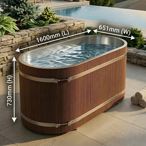 Baignoire à glace composite <span class=keywords><strong>haut</strong></span> <span class=keywords><strong>de</strong></span> <span class=keywords><strong>gamme</strong></span> finition teck avec isolation, la baignoire <span class=keywords><strong>de</strong></span> plongée froide la plus durable - Product Image 1