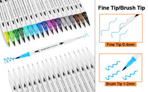 100彩色艺术水彩笔笔尖和成人彩色书籍、素描、绘画、书法的细笔尖 - Product Image 3