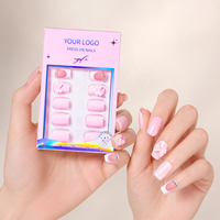 Lot de 32 faux ongles de luxe à presser, haute qualité, autocollants, réutilisables en ABS