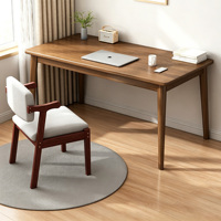 Bureau d'ordinateur - Bureau d'étude et de travail pour étudiant, table rectangulaire simple avec pieds en bois massif, bureau de chambre à coucher.