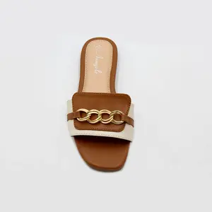 서 아프리카 패션 여성의 수제 신발 여름 인기 오픈 발가락 슬리퍼 금속 장식 캐주얼 플랫 슈즈