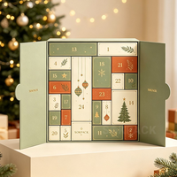 Boîte de calendrier de l'avent de Noël personnalisée de 24 jours, boîte cadeau à double porte en papier pour le compte à rebours, pour bonbons, chocolats, emballages de fête