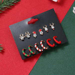 Nouvelle vente chaude, tendance, boucles d'oreilles en alliage plaqué or, renne de Noël, bonhomme de neige, ensemble de bijoux pour cadeau, prêt à être expédié - Product Image 2