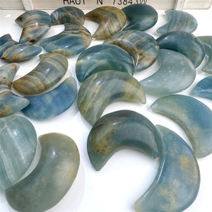Yeni tasarım doğal kristal şifa taşı oyma el sanatları Palm taş mavi oniks ay hediyeler için - Product Image 3