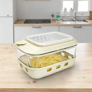 Boîte de conservation alimentaire hermétique en acier inoxydable 304, écologique, compatible lave-vaisselle, avec râpe, coupe-légumes, trancheuse et <span class=keywords><strong>hachoir</strong></span> - Product Image 1
