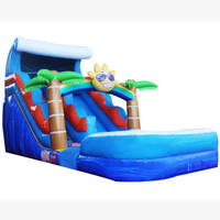 Château Gonflable Aquatique Sunshine Ocean avec Toboggan, Parcours de Jeux et Plateforme d'Escalade pour Enfants, Aire de Jeux Combinée Extérieure Décorative