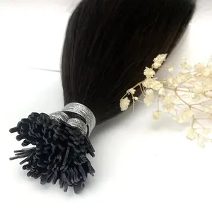 Keratin Human Hair Extensions Y tip Natural Hair Hot Indian Hair Nail Capsules PreBonded 12-24 inch Jet Black