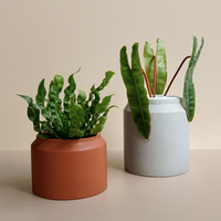 Moderne 3 tailles forme ronde intérieur extérieur décor ciment rustique terre cuite produits pour la maison et le jardin pots de fleurs jardinières