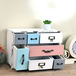 Mini <b>Drawer</b> <b>Storage</b> Cabinet With Partitions Rectangle Standing Type For Home Jewelry Cosmetic Organization Solid Color - Product Image 2