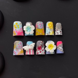 Mignon en trois dimensions Hot Girl <span class=keywords><strong>Nail</strong></span> <span class=keywords><strong>Art</strong></span> court bec de canard à l'ancienne conception de frangipanier pressé à la main pour les doigts - Product Image 2