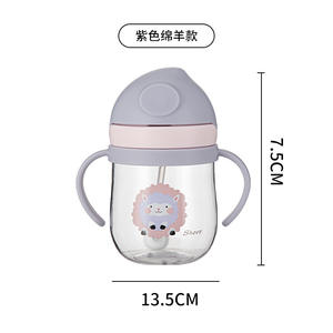 Taza de pajita para beber para niños, botella de agua con <span class=keywords><strong>mango</strong></span> de bebé antiasfixia y sin fugas, tazas de aprendizaje para beber para niños pequeños - Product Image 4