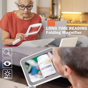 Custom Logo Led Magnifier 5X <b>Acrylic</b> Lens With Light For Reading Seniors Low Vision Folding Design Grey <b>White</b> - Product Image 6