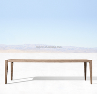 Ensemble de table et chaises de salle à manger d'extérieur modernes en teck massif avec des supports en X