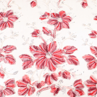 Broderie florale de luxe en cordon perlé, perles et paillettes vibrantes pour robe de soirée, robe de mariée, jupe |   Tissu en dentelle à paillettes