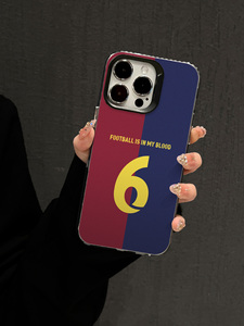 Funda para Teléfono con Número 4 de Fútbol, Funda Deportiva Resistente a Impactos en Rojo y Azul para iPhone 16/15/14/13/12 Pro Max, Funda Antigolpes - Product Image 3