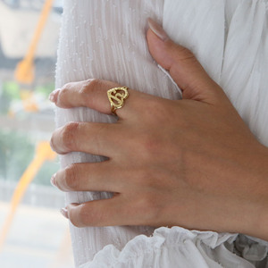 Cincin Nama Wanita Model Hati Terbaru, Hadiah Fashion, Cincin Inisial Huruf Putar Custom, Lapisan Emas Rose, Cincin Hip Hop - Product Image 6