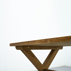 Old Teak <b>Table</b> with X-Legs, Reclaimed Wood <b>Table</b> with Natural Weathered Texture for Sustainable Dining Room and Garden - Product Image 4