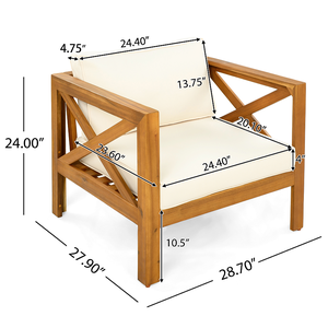 Sillón de Jardín Moderno de Madera de Roble con Cojines (Juego de 2) Muebles de Patio Portátiles y Cómodos para Exteriores - Product Image 3