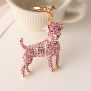 Porte-clé<span class=keywords><strong>s</strong></span> chien teckel mignon en strass de cristal, pendentif de sac de mode pour voiture - Product Image 2