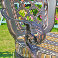 Table d'extérieur et fauteuil individuel en aluminium moulé - Résistant à la rouille - Pour villas, cours, balcons, jardins
