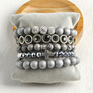 Phụ Nữ Handmade Amazonite Đá Căng Vòng Đeo Tay Thiết Lập Pha Lê Thủy Tinh Hạt Đàn Hồi Ngọc Trai Nước Ngọt Vỏ Druzy Stack Vòng Đeo Tay Thiết Lập - Product Image 6