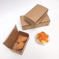 Boîte à hamburger jetable en papier kraft de qualité alimentaire, design carré, pour sandwichs, hamburgers, poulet frit, frites