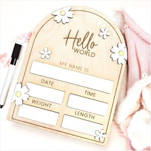 Carte de souvenir de croissance pour bébé en bois 'Bonjour <span class=keywords><strong>le</strong></span> <span class=keywords><strong>Monde</strong></span>' pour nourrissons, motif marguerites, style neutre, pour fête de bienvenue <span class=keywords><strong>du</strong></span> bébé - Product Image 5