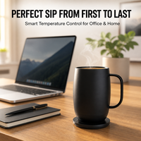 Mug à café numérique portable en acier inoxydable, auto-chauffant et à température contrôlée, pour consommation directe, maintien thermique de 6 à 12 heures