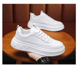 Nouvelles Chaussures Décontractées et Respirantes Blanches pour Hommes, Style Sportif et Tendance, Idéales pour le Skateboard et la Marche, avec Rehaussement Intégré - Product Image 5