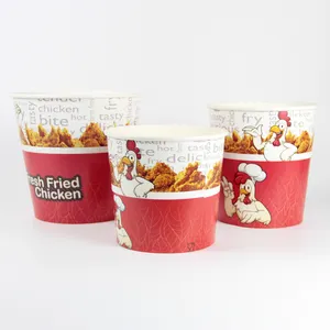 Balde de frango frito para viagem, embalagem descartável de papel para fast food, comida de qualidade alimentar, design personalizado, em oferta