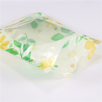 Sac en plastique translucide imprimé trois couleurs pour collations, fruits secs et thé, avec fermeture éclair épaissie