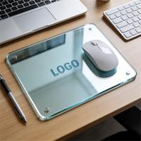 Tapis de souris en verre de haute qualité, personnalisable avec logo, anti-chute, imperméable, tapis de jeu antidérapant en PU, vente en gros d'usine